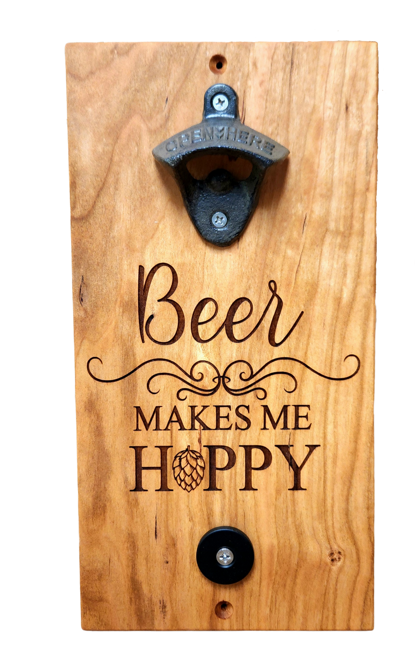 Wall Mounted Bottle Opener (Solid Cherry)