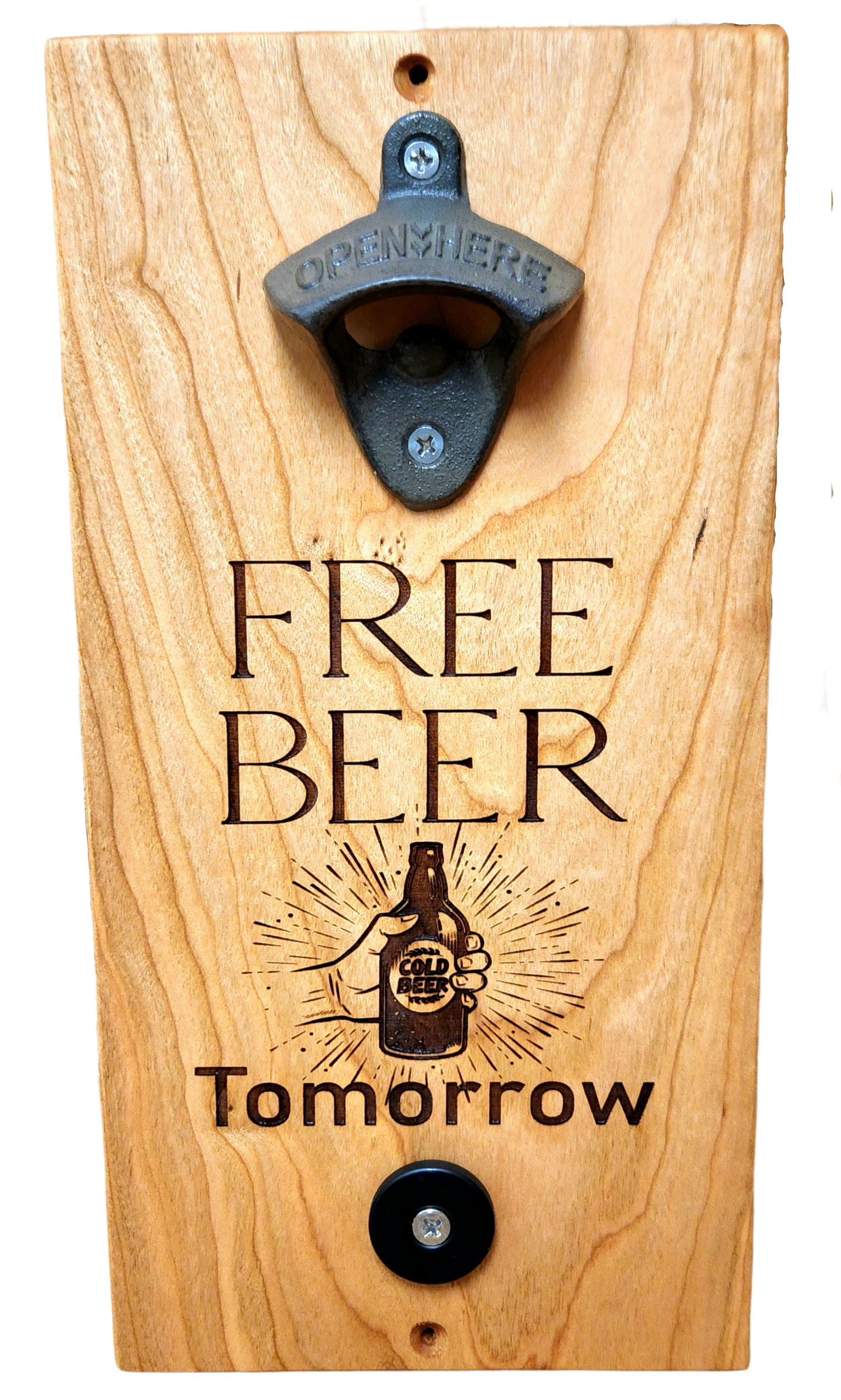 Wall Mounted Bottle Opener (Solid Cherry)