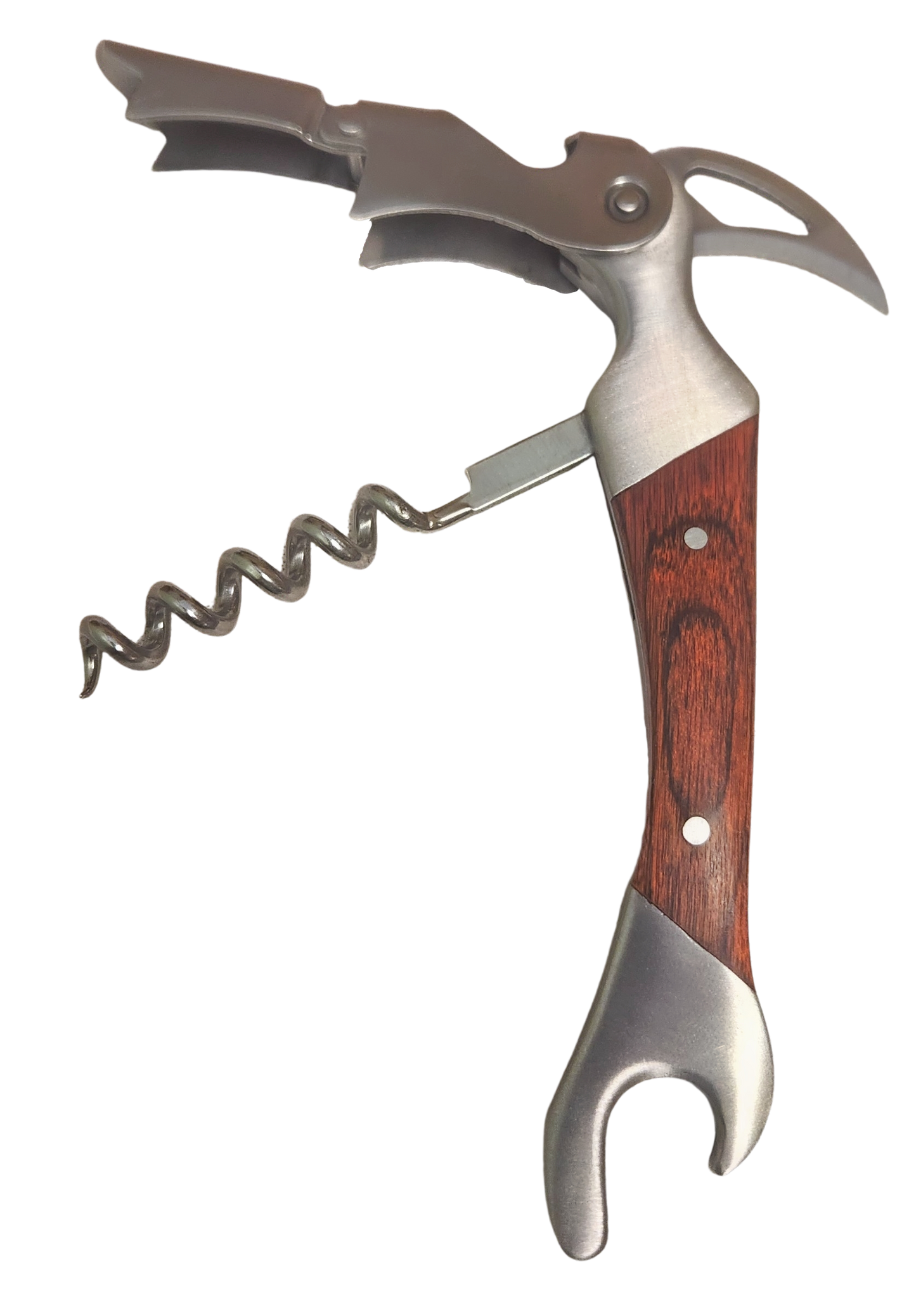 Heavy Duty Stainless Steel Corkscrew with Mahogany Handle – 5¼” × 1¾”