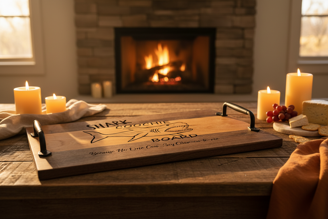 Walnut & Cherry Serving Tray with Cast Iron Handles – 10½” × 16”