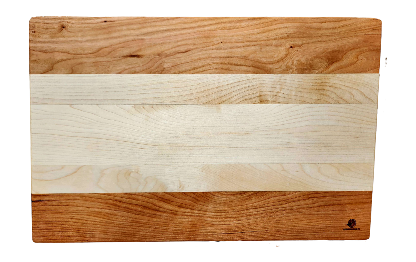 Cherry & Maple Serving Tray with Cast Iron Handles – 10½” × 16”