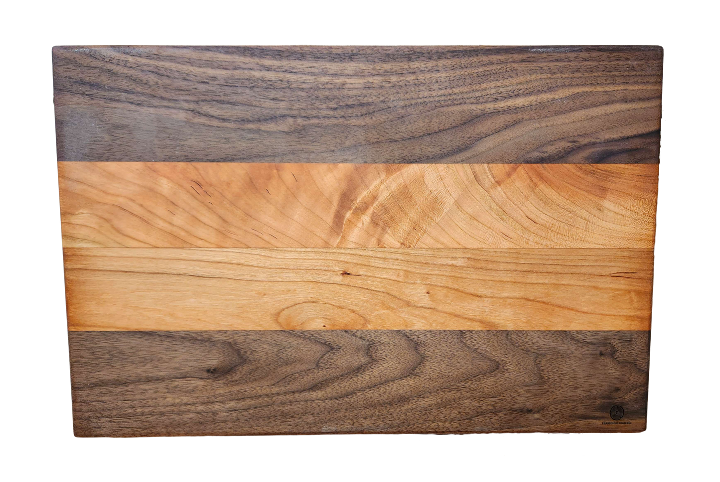 Walnut & Cherry Serving Tray with Cast Iron Handles – 10½” × 16”